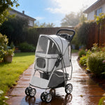 Poussette buggy pliable animaux chariot pliante chien chat porte-gobelet panier de rangement 75 x 45 x 97 cm gris