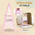 Tableau enfant chevalet enfant double face 2 boîtes de rangement pour enfants 3 - 8 ans 49 x 53,5 x 113 cm rose