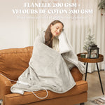 Coperta termica, plaid riscaldante, 9 livelli di calore, timer 9 ore, lavabile in lavatrice, 180x130cm, grigio