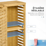 Armoire de salle de bain en bambou 1 étagère réglable design naturel 30 x 19,9 x 70 cm naturel