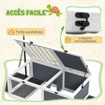 Maison enclos cage pour petit animal tortue avec 2 espaces support de lampe réglable 81 x 48 x 31,5 cm gris