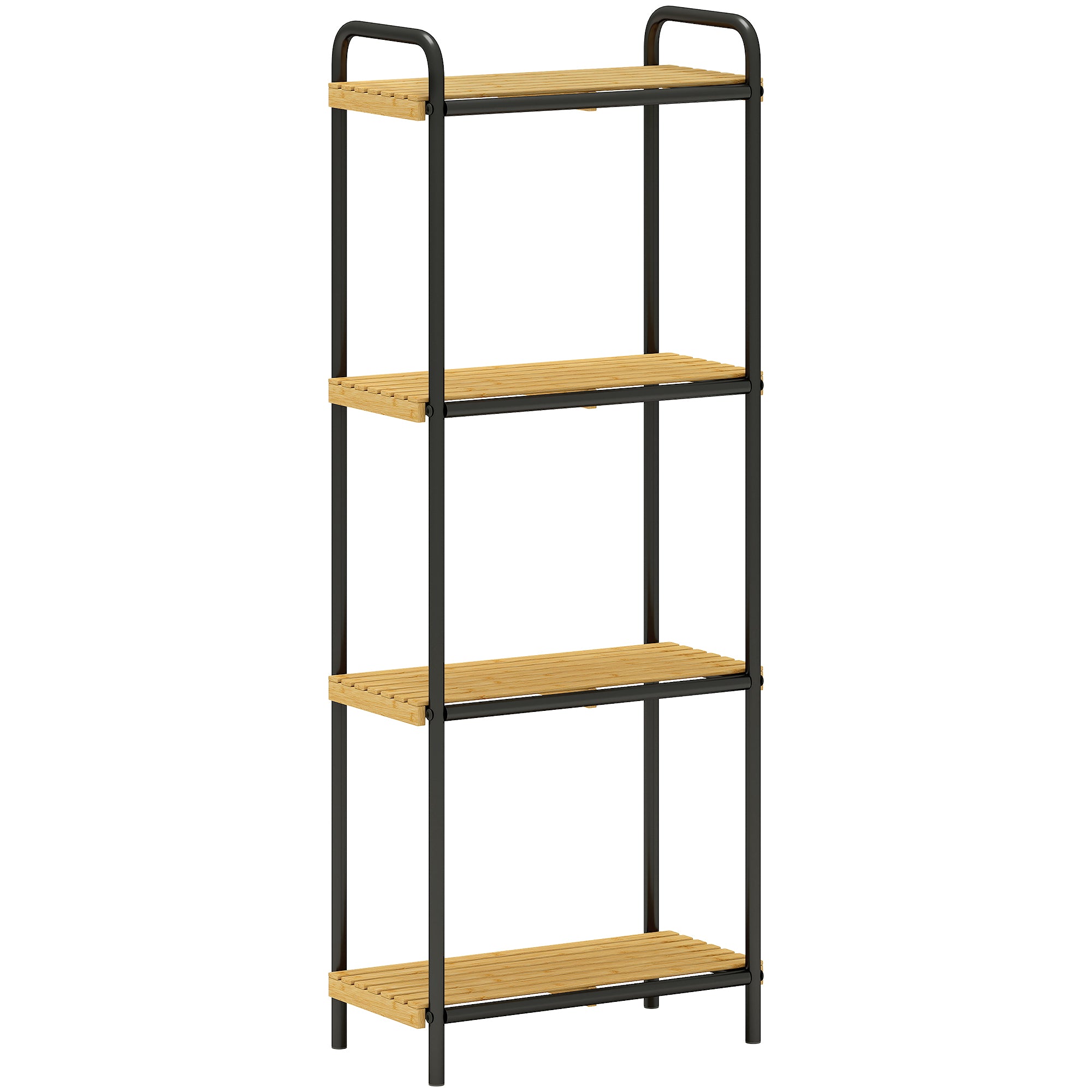 Bain gelako apala, 4 mailako biltegiratze-apala, estua, autoportatzailea, banbuzkoa, 1,5 x 21,5 x 106 cm, egur naturalaren efektua
