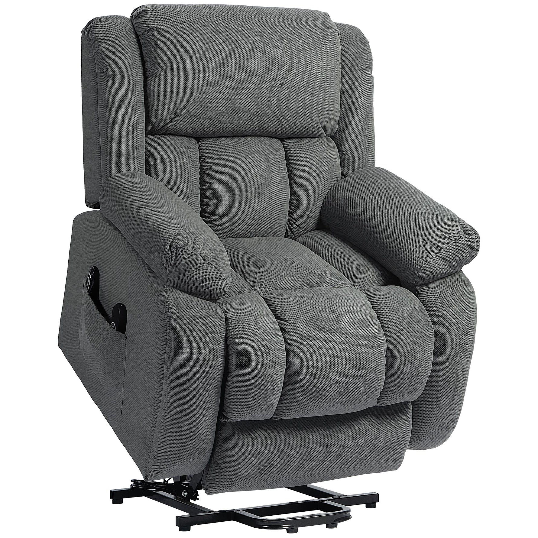 Fauteuil releveur électrique massage et chauffage avec repose-pied, dossier inclinable, télécommande et poche latérale