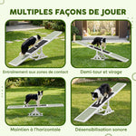 Agility sport pour chien bascule équipement entrainement chien antidérapant 180 x 30 x 30 cm gris blanc