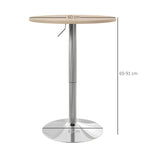 Table de bar ronde table haute cuisine réglable en hauteur 69-91 cm plateau pivotante à 360° naturel et gris