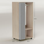 Mobile wardrobe storage cabinet with curtain, hanging rod, 60 x 40 x 128 cm, natural wood effect
