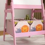 Tableau enfant chevalet enfant double face 2 boîtes de rangement pour enfants 3 - 8 ans 49 x 53,5 x 113 cm rose