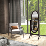 Miroir à pied ovale style shabby chic inclinaison réglable 48 x 46 x 147 cm mdf café