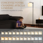 Lampadaire dimmable 2 températures de couleur avec télécommande, minuterie de 60 minutes, 160 cm, noir