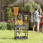 Organisateur d'outils de jardin, support à outils de jardin 16 compartiments à 2 niveaux 42 x 33 x 50 cm noir