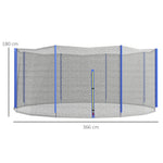 Filet de remplacement pour trampolines Ø 366 cm 8 poteaux droits filet de sécurité pour trampolines, entrée zippée