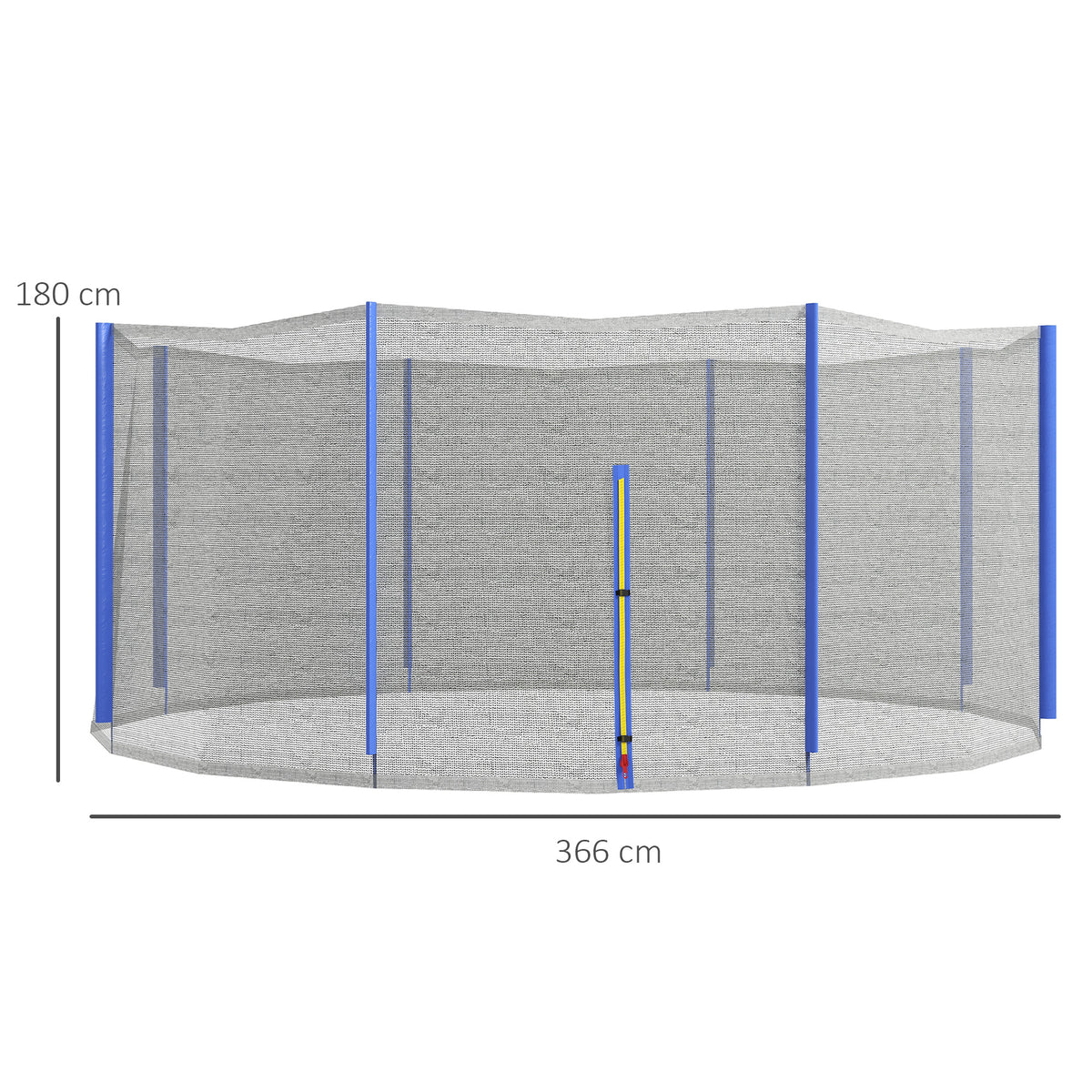 Filet de remplacement pour trampolines Ø 366 cm 8 poteaux droits filet de sécurité pour trampolines, entrée zippée