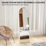 Miroir de sol arqué pleine longueur miroir sur pied cadre en effet imitation pierre pour salon chambre 50 x 160 cm blanc
