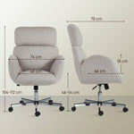 Chaise bureau ergonomique en velours, fauteuil de bureau avec dossier haut, appui-tête réglable et accoudoirs, gris