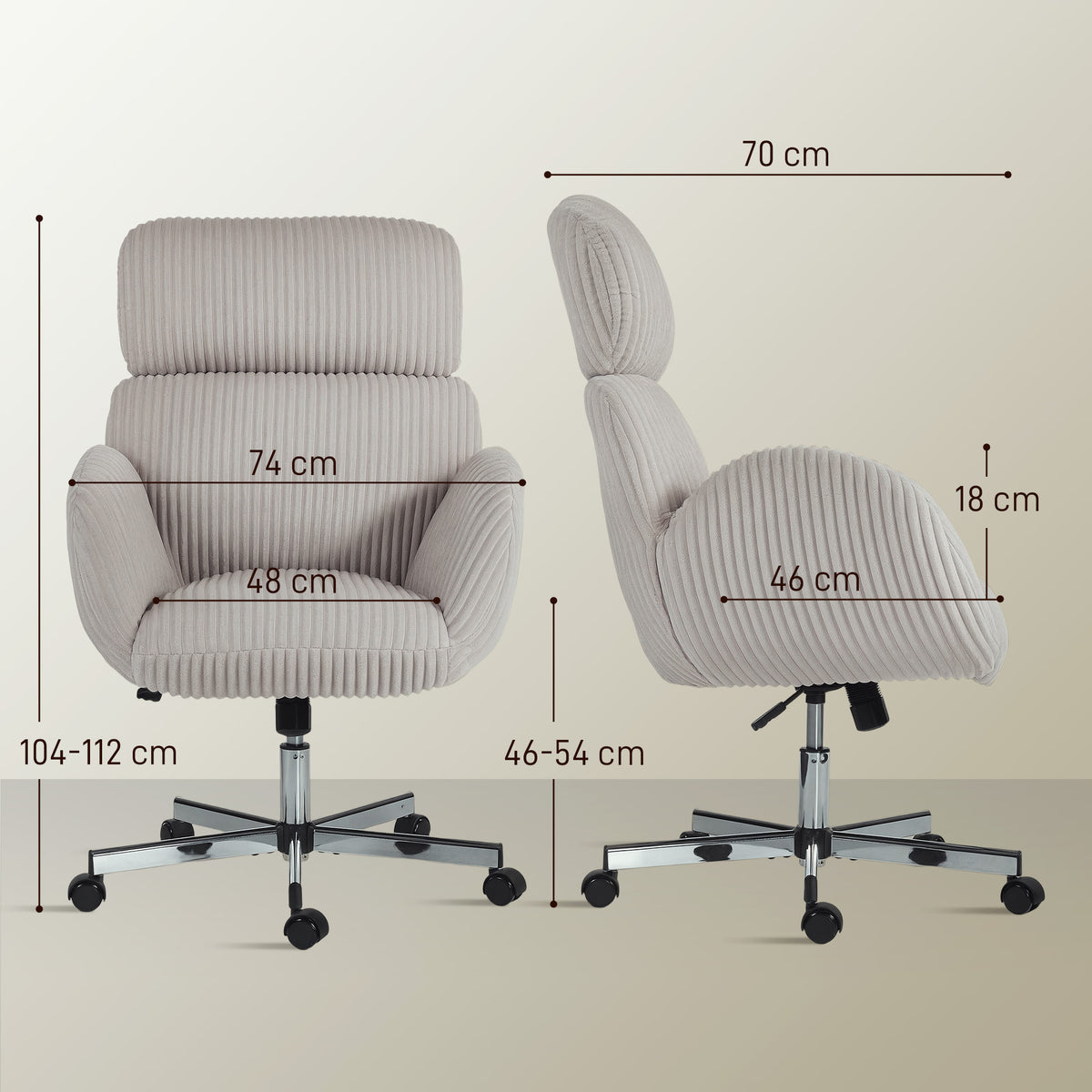 Chaise bureau ergonomique en velours, fauteuil de bureau avec dossier haut, appui-tête réglable et accoudoirs, gris