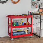 Chariot desserte d'atelier acier 3 plateaux sur roulettes avec poignée charge max. 150 kg 83 x 35,3 x 76 cm acier rouge