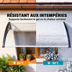 Haustürvordach, Eingangs-Überdachung aus Polycarbonat mit Aluminiumprofilen, 110x60cm, Transparent