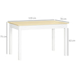 Table de salle à manger design moderne bicolore avec grand plateau 4-6 personnes en bois dim. 119L x 70l x 75H cm