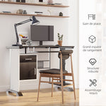 Bureau d'ordinateur, 100 x 52 x 75 cm, bureau avec tablette coulissante pour clavier, tiroirs et support d'unité centrale, table informatique pour étudier noyer foncé et blanc