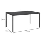 Table de jardin rectangulaire pour 6 personnes en aluminium plateau à lattes dim. 145L x 90l x 74H cm gris