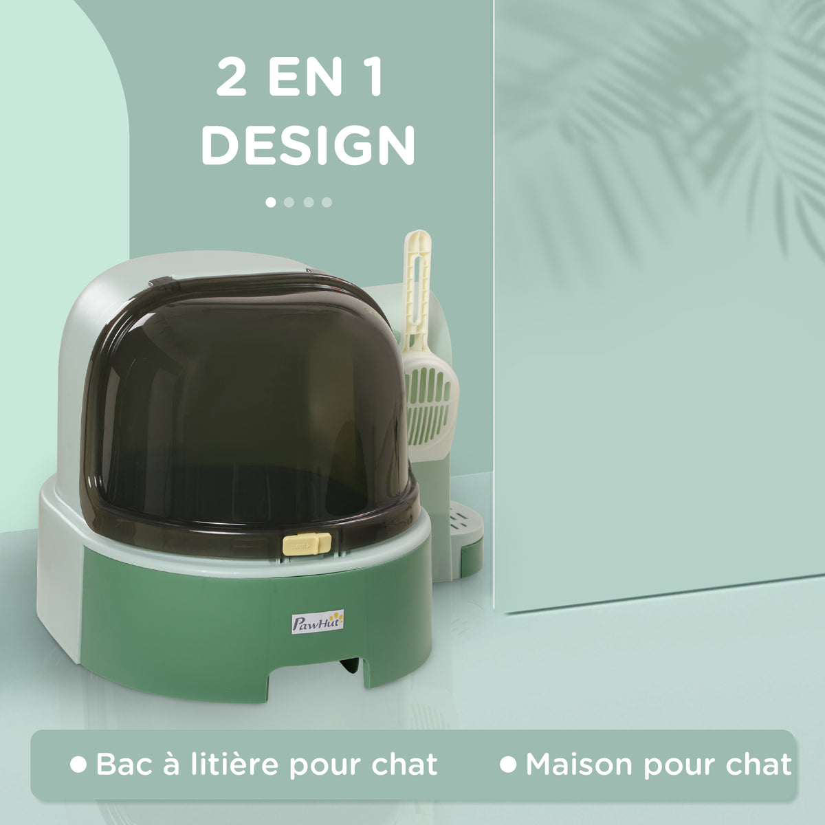 Maison de toilette, bac à litière fermé pour chat Compartiment Inférieur Amovible pour un Nettoyage Facile Pelle inclus