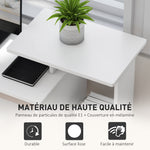 Bureau Informatique multimédia étagères Tablette Clavier Panier Gris Panneaux Particules Blanc