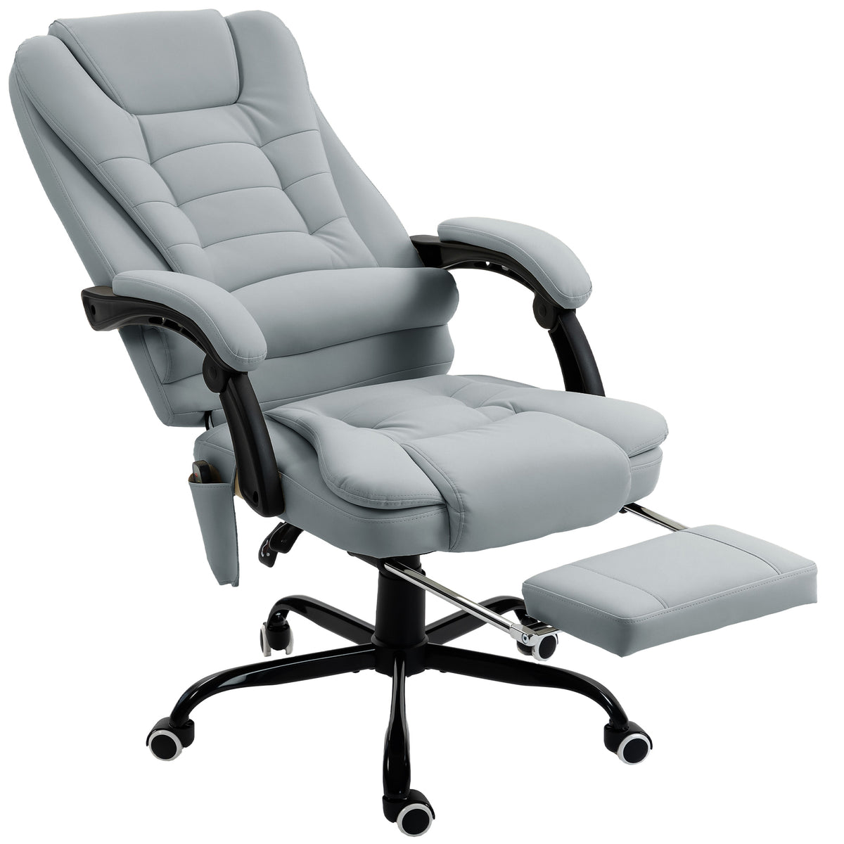 Fauteuil de bureau massant, chaise de bureau avec hauteur réglable, dossier inclinable et télécommande filaire, gris