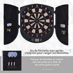 Cible jeu de fléchettes électronique refermable 26 jeux jusqu'à 8 joueurs affichage LCD haut-parleur noir