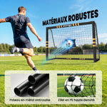 Futbol-atea babes-aparrarekin, lurreko 6 piketarekin eta PE sarearekin, 240x85x160cm, horia