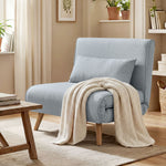 3-in-1 slaapfauteuil, eenpersoons slaapstoel, verstelbare rugleuning in 5 posities, stof, met kussen, grijs