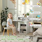 Bureau enfant avec chaise, table enfant et chaise avec 2 tiroirs et étagères ouvertes, 85 x 48 x 73 cm, vert