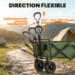 Chariot de Jardin Pliable 130L avec Roues, Remorque Robuste avec Freins, Poignée Réglable, vert