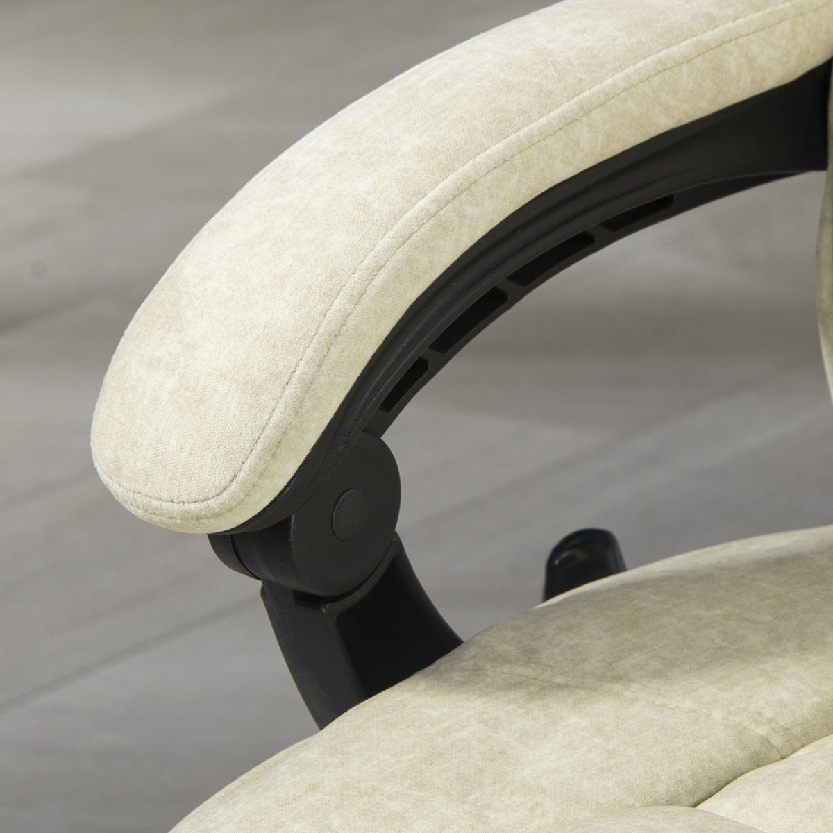 Fauteuil de bureau massant et chauffant hauteur réglable dossier inclinable télécommande repose-pieds rétractable beige