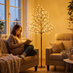150cm Light-up Artificial Cherry Blossom Tree, 160 LEDs and 16 Flexible Branches, Indoor and Outdoor Decoration