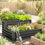 Carré potager de jardin fond ouvert 2 étages pour herbes légumes fruits fleurs 120 x 101 x 58 cm gris foncé