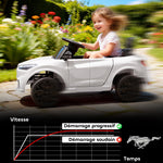 Coche eléctrico infantil Ford Mustang Mach-E con licencia oficial 12 V, mando a distancia 2,4 G, 2 motores, 92x55x44 cm, blanco