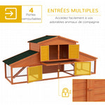 Clapier cage à lapins rongeurs poulailler XXL 2 étages 2 enclos tiroir déjection 2,25L x 0,70l x 1H m bois massif pin