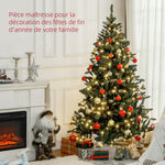 Sapin de Noël Artificiel 180 cm arbre de Noël lumineux LED blanc chaud 872 branches base en métal - vert