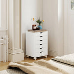 Caisson de Bureau Mobile avec 6 Tiroirs Silencieux, Caisson de Rangement sur Roulettes,  40 x 35 x 63 cm, Blanc