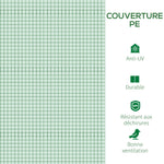 Bâche de Rechange Serre Tunnel 9 m², bâche 3 x 3 x 2 m PE Anti-UV imperméable 6 fenêtres + Porte Enroulable zippée Vert foncé