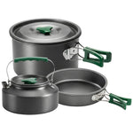 Kit de Casseroles Camping en Aluminium 11 Pcs, avec Sac de Rangement et Poignées Anti-Brûlures, Ø19x10cm, Gris-0