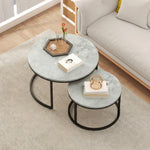 Lot de 2 tables basses gigognes empilable design industriel pieds en métal gris