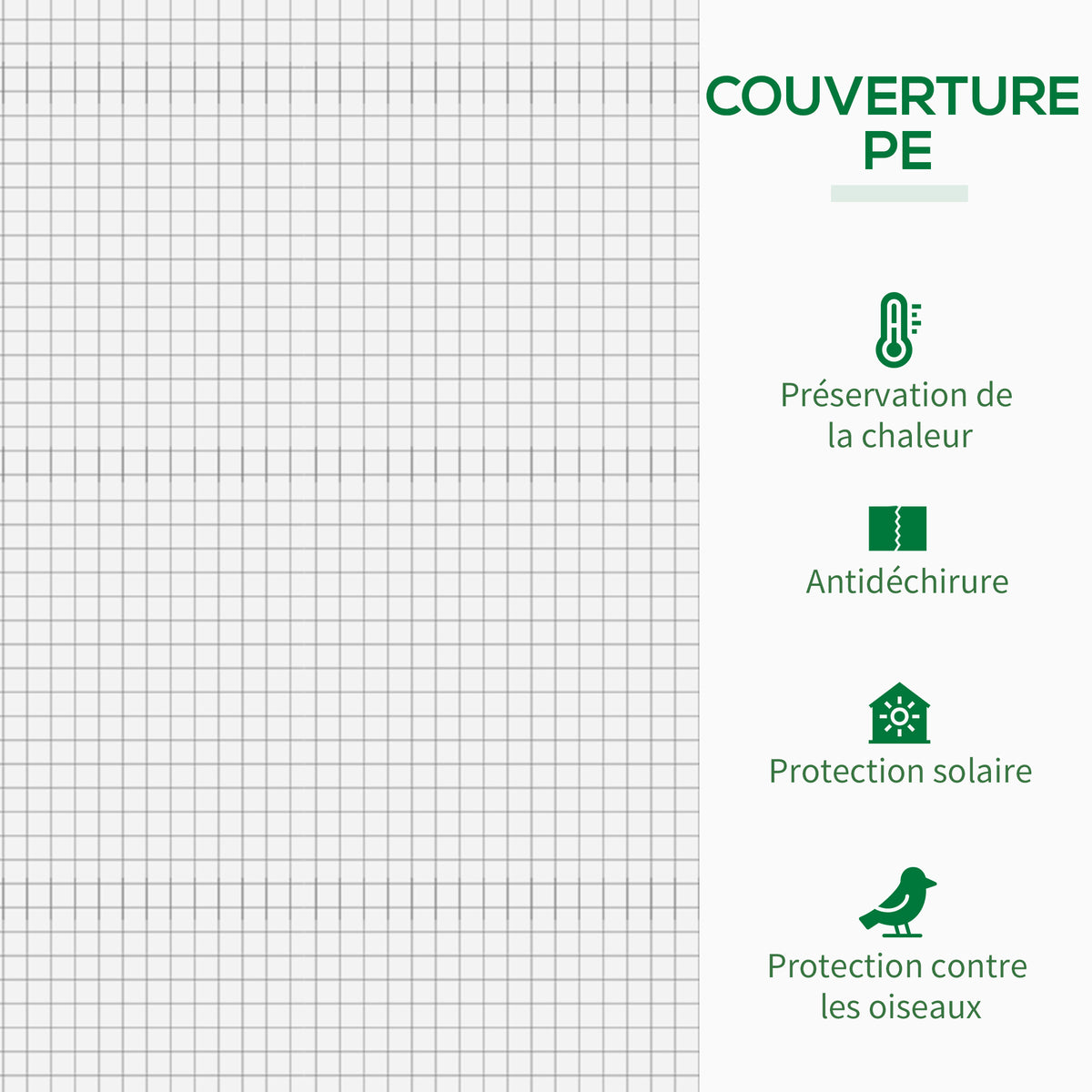 Serre de Jardin Anti-UV 2 fenêtres moustiquaires + Barres renforcement 200 x 76 x 168 cm Acier PE blanc