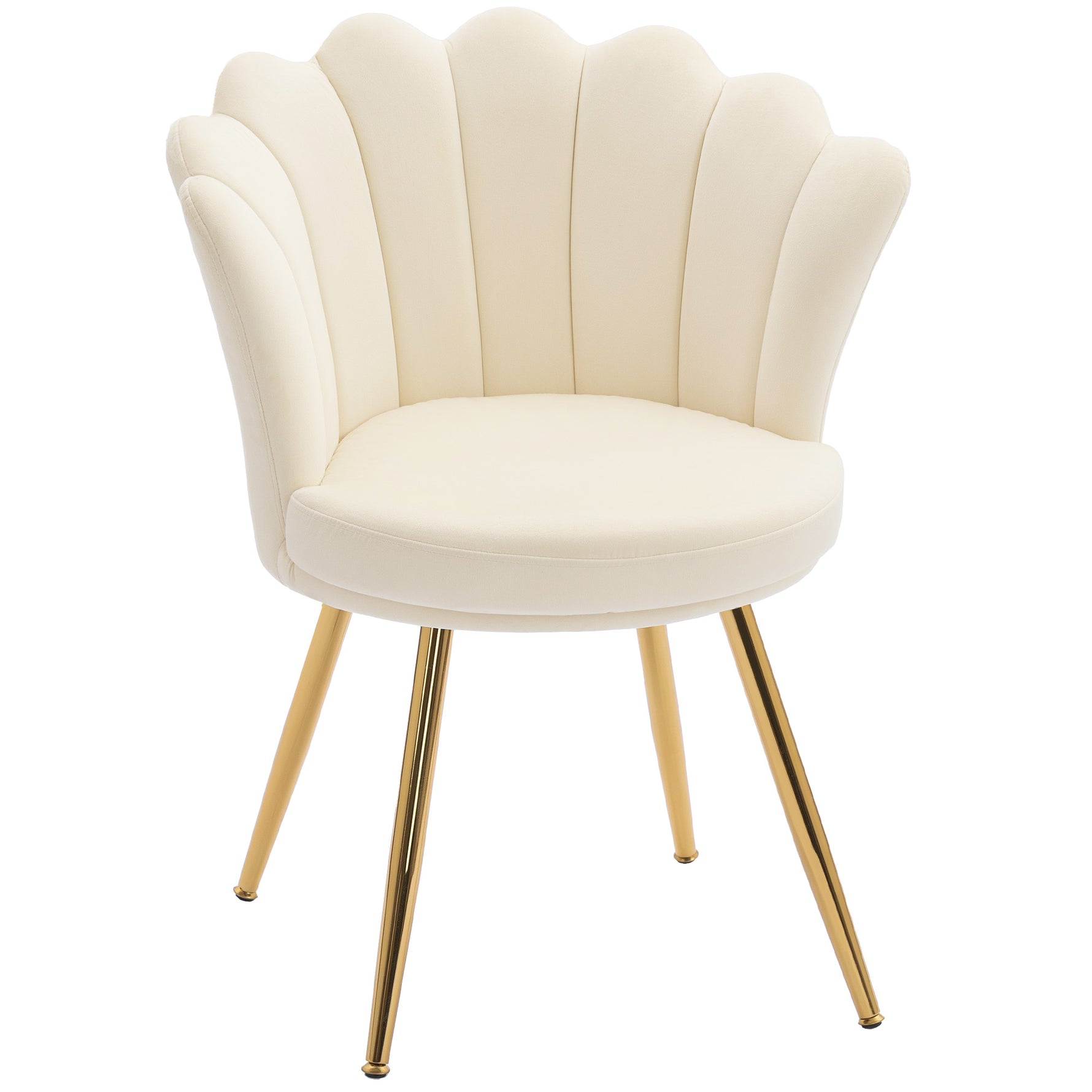 Fauteuil coquillage chaise coiffeuse fauteuil en velours fauteuil de salon avec pieds en métal doré beige