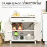 Buffet salon, meuble de rangement avec tiroir, 2 portes de grange et étagère réglable, 80 x 39,7 x 80 cm, blanc