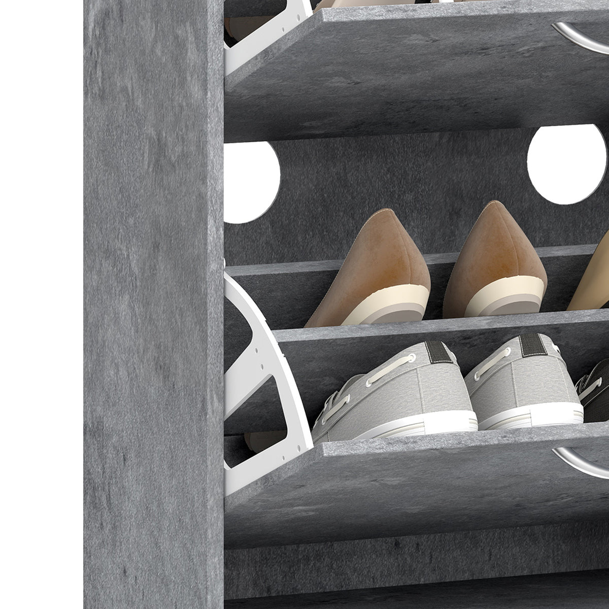 Scarpiera 12 Paia, Mobile Scarpe Stretto Moderno, 2 Ante a Ribalta e Ripiani Regolabili, Grigio