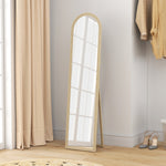 Miroir de sol arqué pleine longueur miroir sur pied cadre en effet imitation pierre pour salon chambre 40 x 160 cm beige