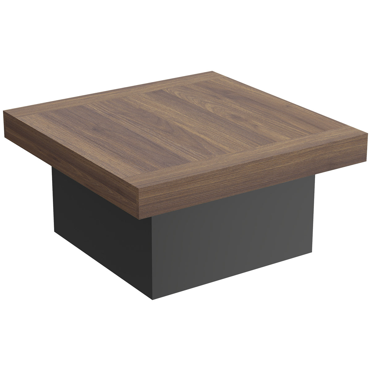Mesa de centro cuadrada con iluminación LED de 16 colores, mesa de salón moderna, 90 x 90 x 45 cm, nogal