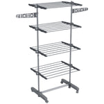 Séchoir à Linge étendoir pliable ailes latérales utilisation intérieure et extérieure 142 x 55 x 172 cm 4 niveaux gris