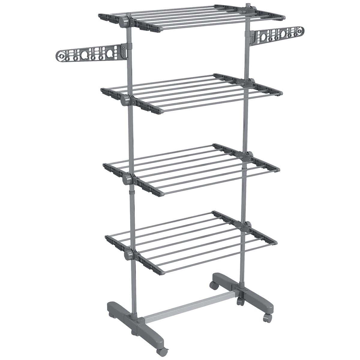 Séchoir à Linge étendoir pliable ailes latérales utilisation intérieure et extérieure 142 x 55 x 172 cm 4 niveaux gris